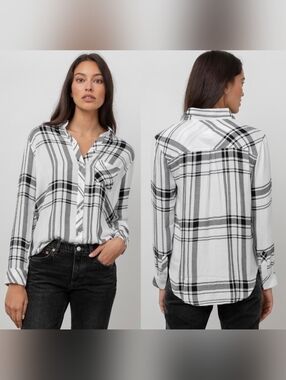 Rails (220$) | White Ash Plaid Button Down Shirt, Size M